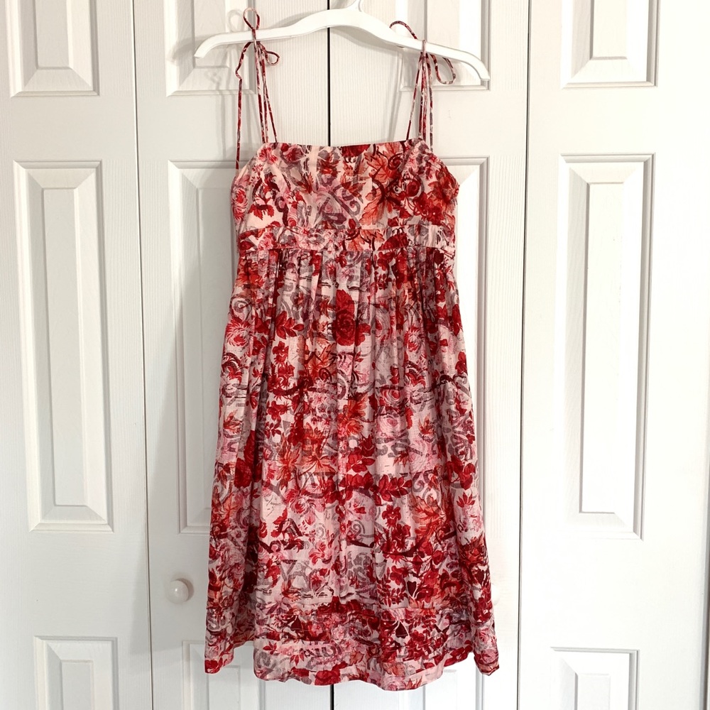 Red floral summer dress